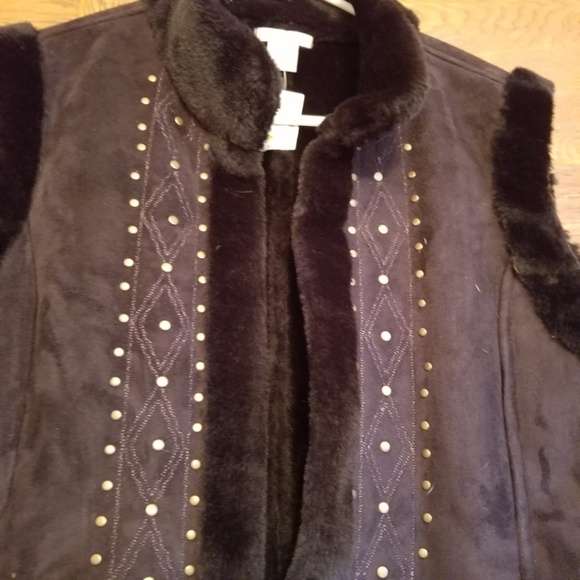 LH Sport Women's Black Faux Lined Suede Vest - Picture 2 of 4